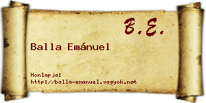Balla Emánuel névjegykártya
